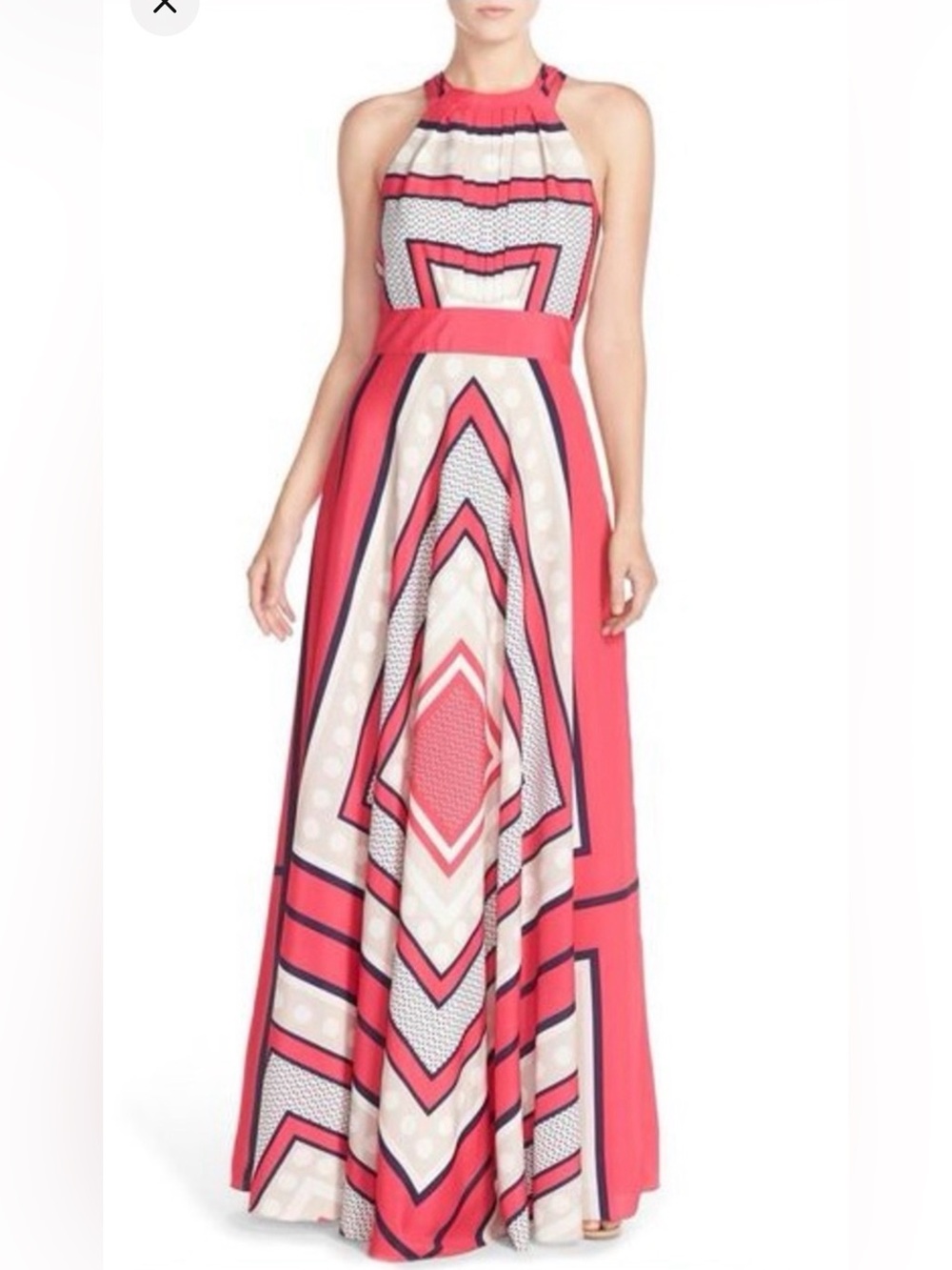 Eliza J scarf / handkerchief geometric maxi dress 10 petite